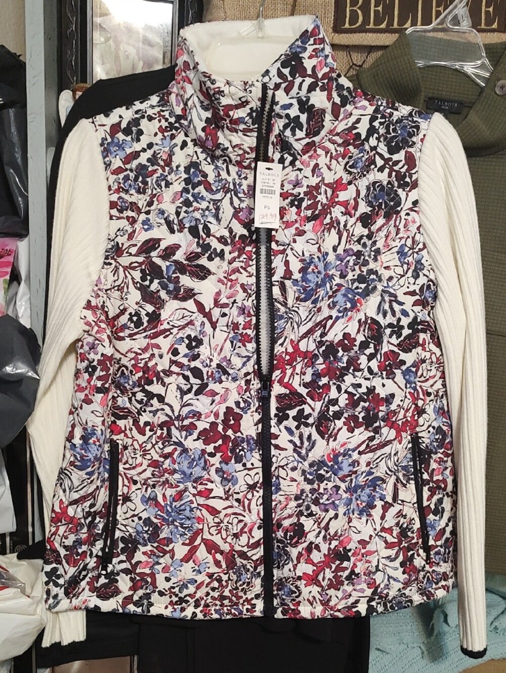 Talbots Quilted Mixed-Media Floral Jacket - Picture 3 of 8